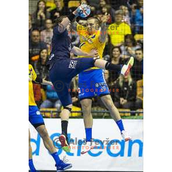 William Accambray in action during handball match between Celje Pivovarna Lasko and PSG, Velux EHF Champions League 2018/19, played in Zlatorog Arena, Celje, Slovenia on February 24, 2019