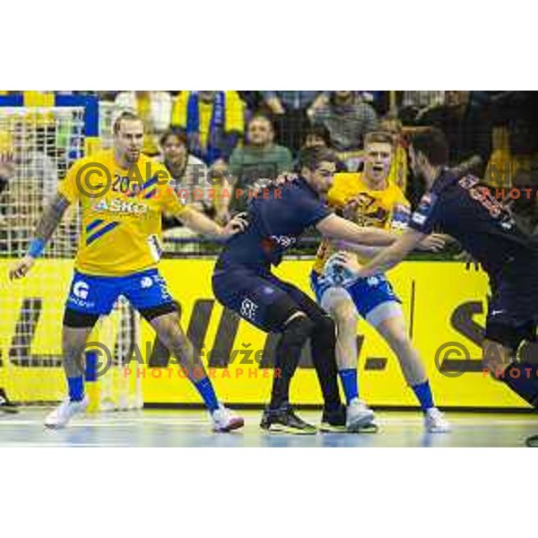 William Accambray in action during handball match between Celje Pivovarna Lasko and PSG, Velux EHF Champions League 2018/19, played in Zlatorog Arena, Celje, Slovenia on February 24, 2019