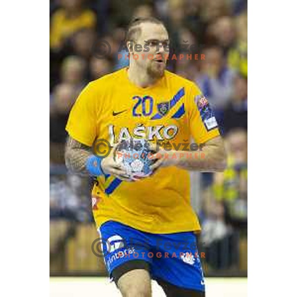 William Accambray in action during handball match between Celje Pivovarna Lasko and PSG, Velux EHF Champions League 2018/19, played in Zlatorog Arena, Celje, Slovenia on February 24, 2019
