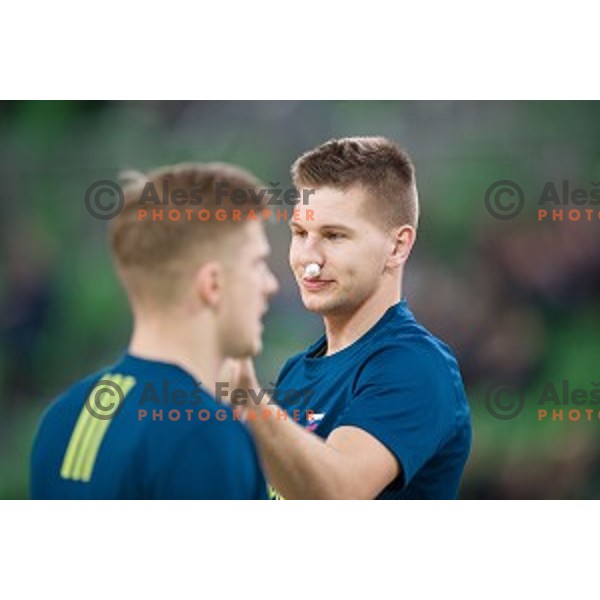 Blaz Mesicek in action during FIBA Basketball World Cup 2019 European qualifiers basketball match between Slovenia and Ukraine, Stozice Arena, Ljubljana, Slovenia on February 26, 2019