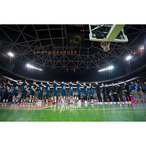Slovenia in action during FIBA Basketball World Cup 2019 European qualifiers basketball match between Slovenia and Ukraine, Stozice Arena, Ljubljana, Slovenia on February 26, 2019