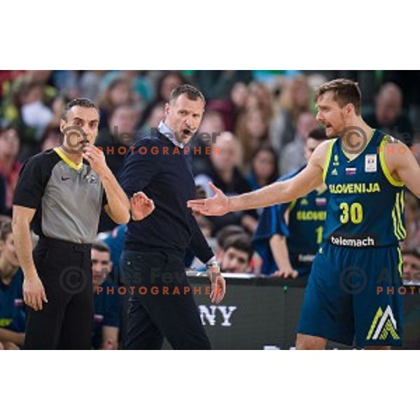 in action during FIBA Basketball World Cup 2019 European qualifiers basketball match between Slovenia and Ukraine, Stozice Arena, Ljubljana, Slovenia on February 26, 2019