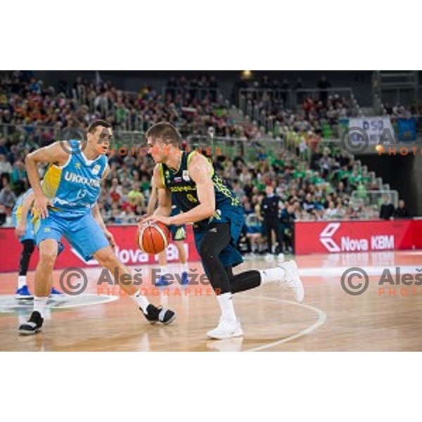 in action during FIBA Basketball World Cup 2019 European qualifiers basketball match between Slovenia and Ukraine, Stozice Arena, Ljubljana, Slovenia on February 26, 2019