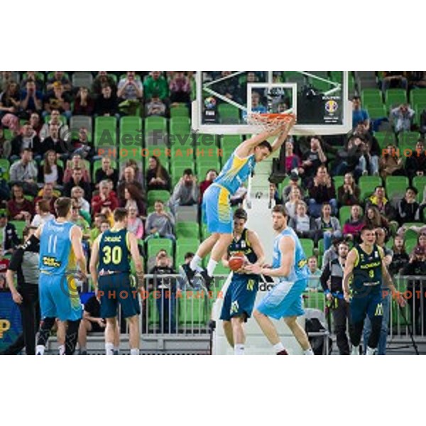 in action during FIBA Basketball World Cup 2019 European qualifiers basketball match between Slovenia and Ukraine, Stozice Arena, Ljubljana, Slovenia on February 26, 2019