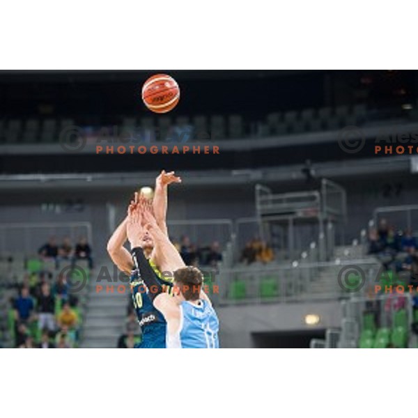 in action during FIBA Basketball World Cup 2019 European qualifiers basketball match between Slovenia and Ukraine, Stozice Arena, Ljubljana, Slovenia on February 26, 2019