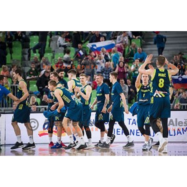 in action during FIBA Basketball World Cup 2019 European qualifiers basketball match between Slovenia and Ukraine, Stozice Arena, Ljubljana, Slovenia on February 26, 2019