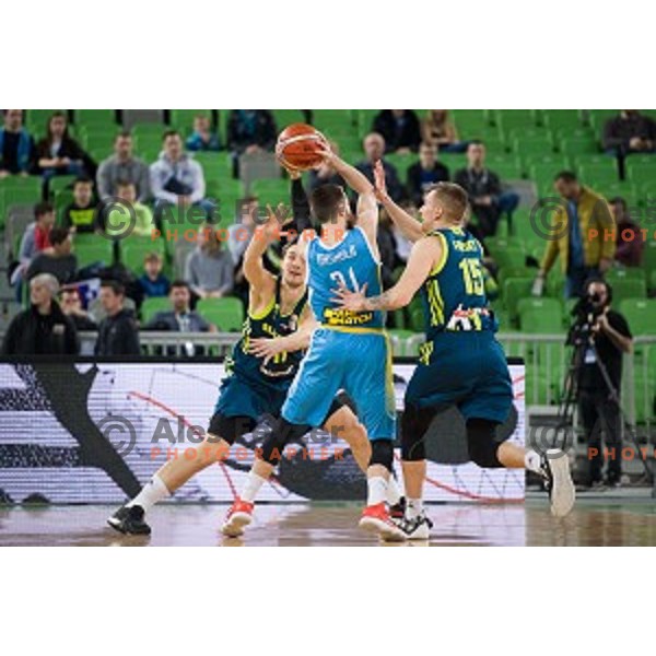 Gregor Hrovat in action during FIBA Basketball World Cup 2019 European qualifiers basketball match between Slovenia and Ukraine, Stozice Arena, Ljubljana, Slovenia on February 26, 2019