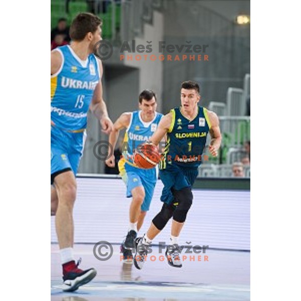 Ziga Dimec in action during FIBA Basketball World Cup 2019 European qualifiers basketball match between Slovenia and Ukraine, Stozice Arena, Ljubljana, Slovenia on February 26, 2019