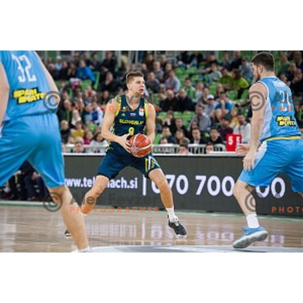 Blaz Mesicek in action during FIBA Basketball World Cup 2019 European qualifiers basketball match between Slovenia and Ukraine, Stozice Arena, Ljubljana, Slovenia on February 26, 2019