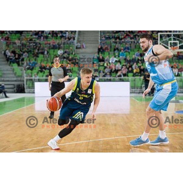 Luka Rupnik in action during FIBA Basketball World Cup 2019 European qualifiers basketball match between Slovenia and Ukraine, Stozice Arena, Ljubljana, Slovenia on February 26, 2019