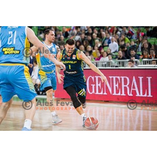 Ziga Dimec in action during FIBA Basketball World Cup 2019 European qualifiers basketball match between Slovenia and Ukraine, Stozice Arena, Ljubljana, Slovenia on February 26, 2019