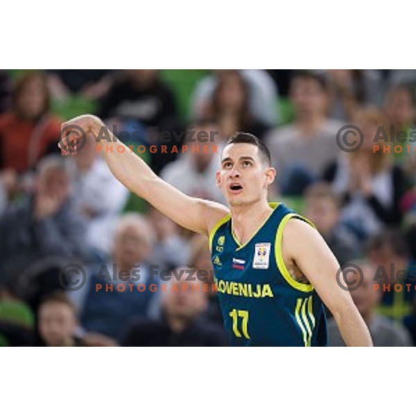 Jan Span in action during FIBA Basketball World Cup 2019 European qualifiers basketball match between Slovenia and Ukraine, Stozice Arena, Ljubljana, Slovenia on February 26, 2019