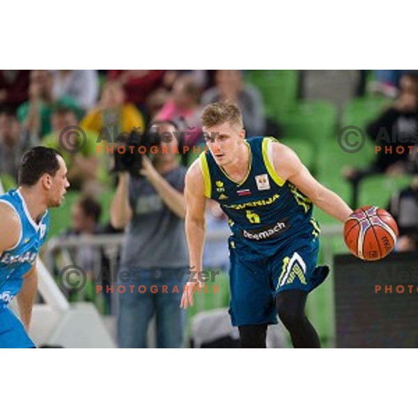 Luka Rupnik in action during FIBA Basketball World Cup 2019 European qualifiers basketball match between Slovenia and Ukraine, Stozice Arena, Ljubljana, Slovenia on February 26, 2019