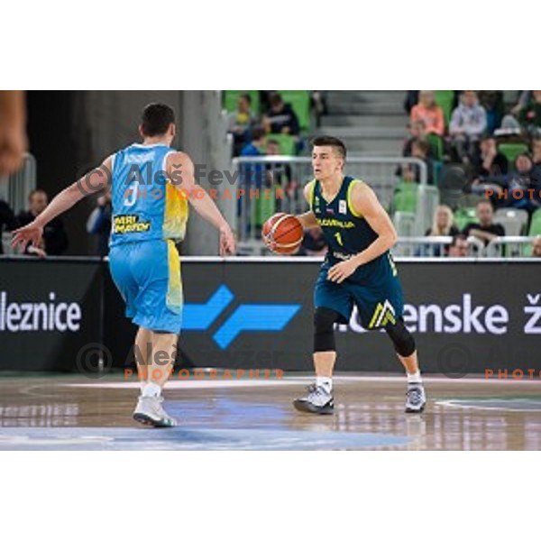 Ziga Dimec in action during FIBA Basketball World Cup 2019 European qualifiers basketball match between Slovenia and Ukraine, Stozice Arena, Ljubljana, Slovenia on February 26, 2019