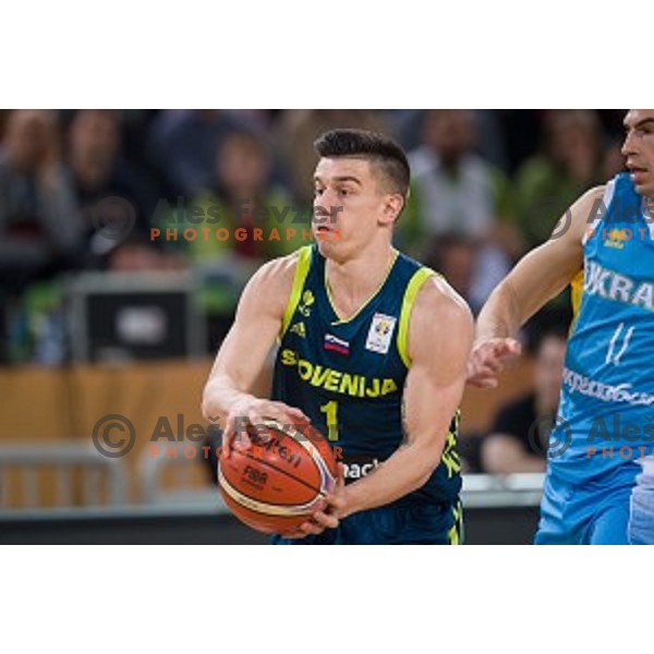 Ziga Dimec in action during FIBA Basketball World Cup 2019 European qualifiers basketball match between Slovenia and Ukraine, Stozice Arena, Ljubljana, Slovenia on February 26, 2019