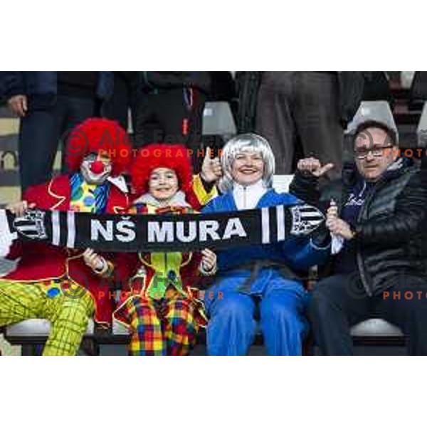 Fans of Mura prior to soccer match between Mura and Domzale, Round 21 of PLTS 2018/19, played in Fazanerija, Murska Sobota, Slovenia on March 2, 2019
