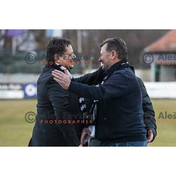 Robert Kuzmic, president of Mura and Aleksander Jevsek, mayor of Murska Sobota prior to soccer match between Mura and Domzale, Round 21 of PLTS 2018/19, played in Fazanerija, Murska Sobota, Slovenia on March 2, 2019