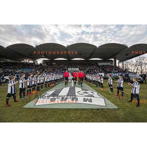Matej Jug and other referees prior to soccer match between Mura and Domzale, Round 21 of PLTS 2018/19, played in Fazanerija, Murska Sobota, Slovenia on March 2, 2019