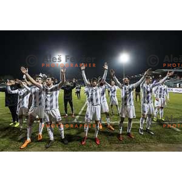 Players of Mura after the soccer match between Mura and Domzale, Round 21 of PLTS 2018/19, played in Fazanerija, Murska Sobota, Slovenia on March 2, 2019