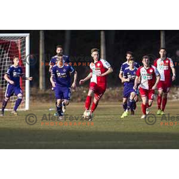 in action during soccer match between Aluminij and Maribor, Round 21 of PLTS 2018/19, played in Sportni park Kidricevo, Slovenia on March 3, 2019