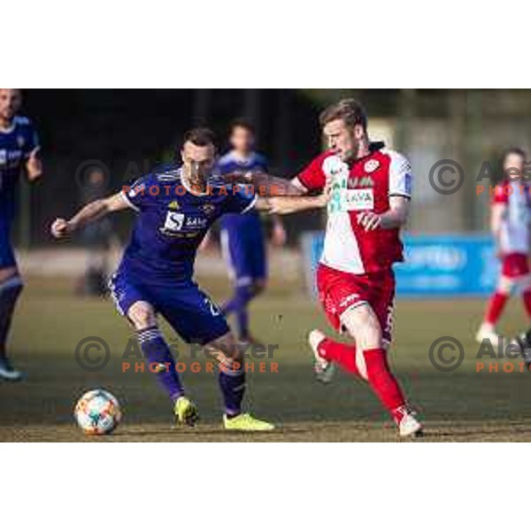 Jasmin Mesanovic in action during soccer match between Aluminij and Maribor, Round 21 of PLTS 2018/19, played in Sportni park Kidricevo, Slovenia on March 3, 2019
