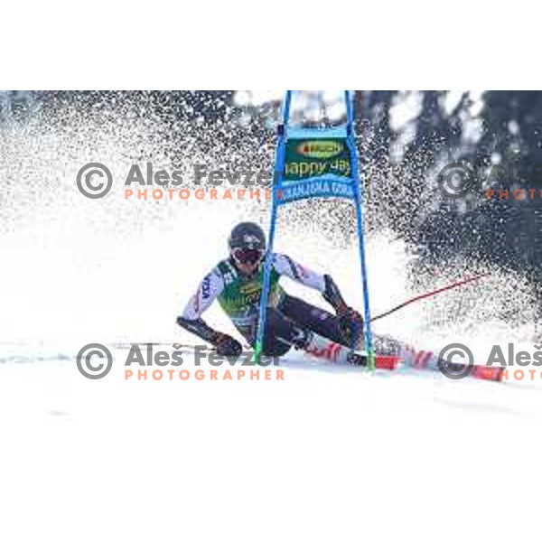 skiing in the first run of FIS Audi World Cup Giant Slalom for 58. Vitranc Cup in Kranjska Gora, Slovenia on March 9, 2019