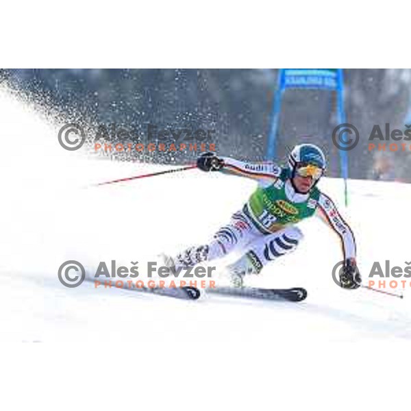 skiing in the first run of FIS Audi World Cup Giant Slalom for 58. Vitranc Cup in Kranjska Gora, Slovenia on March 9, 2019