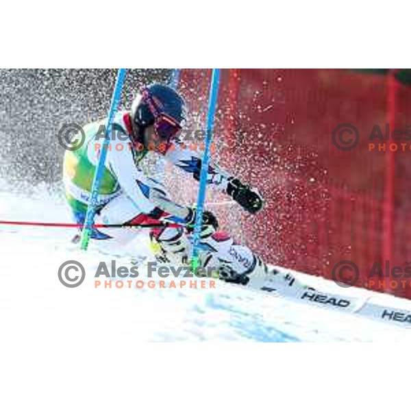 skiing in the first run of FIS Audi World Cup Giant Slalom for 58. Vitranc Cup in Kranjska Gora, Slovenia on March 9, 2019