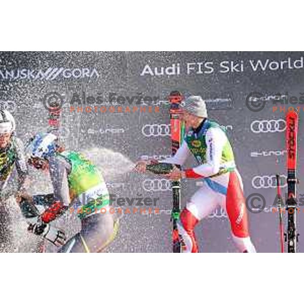 Prize giving ceremony of Audi FIS World Cup Giant Slalom for 58. Vitranc Cup in Kranjska Gora, Slovenia on March 9, 2019