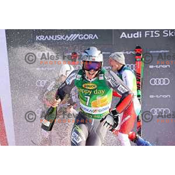 Henrik Kristoffersen, winner of Audi FIS World Cup Giant Slalom for 58. Vitranc Cup in Kranjska Gora, Slovenia on March 9, 2019