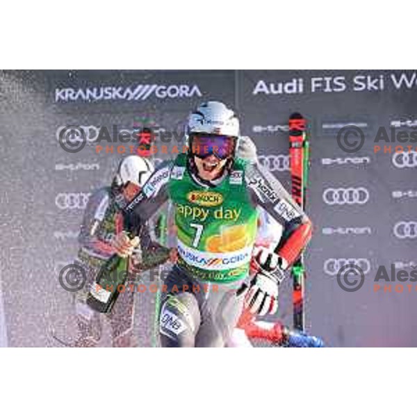 Henrik Kristoffersen, winner of Audi FIS World Cup Giant Slalom for 58. Vitranc Cup in Kranjska Gora, Slovenia on March 9, 2019
