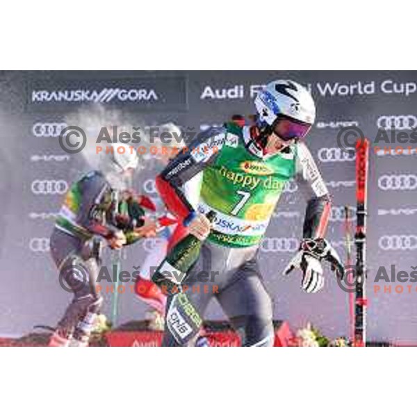 Henrik Kristoffersen, winner of Audi FIS World Cup Giant Slalom for 58. Vitranc Cup in Kranjska Gora, Slovenia on March 9, 2019