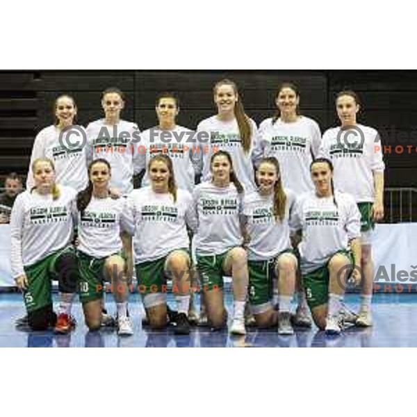 Team ZKK Ilirija prior to women basketball match between ZKK Maribor and Ilirija, semi-final cup 2019, played in Dvorana Tabor, Maribor, Slovenia on March 9, 2019