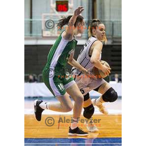 Sara Garic and Tina Cvijanovic in action during women basketball match between ZKK Maribor and Ilirija, semi-final cup 2019, played in Dvorana Tabor, Maribor, Slovenia on March 9, 2019