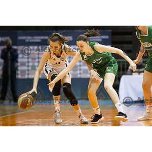 Elma Dautovic vs Maribor vs Sara Garic of Ilirija in action during women basketball match between ZKK Maribor and Ilirija, semi-final cup 2019, played in Dvorana Tabor, Maribor, Slovenia on March 9, 2019