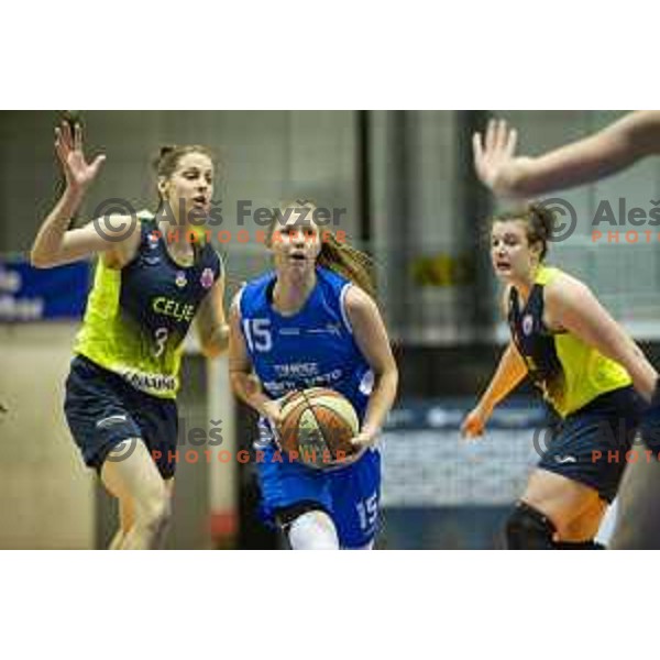 Ajda Burgar in action during women basketball match between ZKK Cinkarna Celje and Triglav, semi-final cup 2019, played in Dvorana Tabor, Maribor, Slovenia on March 9, 2019