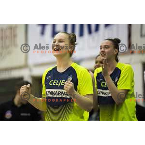 Lea Debeljak celebrating during women basketball match between ZKK Cinkarna Celje and Triglav, semi-final cup 2019, played in Dvorana Tabor, Maribor, Slovenia on March 9, 2019