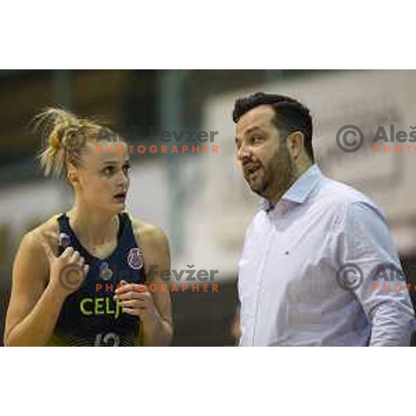 Larisa Ocvirk and Damir Grgic during women basketball match between ZKK Cinkarna Celje and Triglav, semi-final cup 2019, played in Dvorana Tabor, Maribor, Slovenia on March 9, 2019