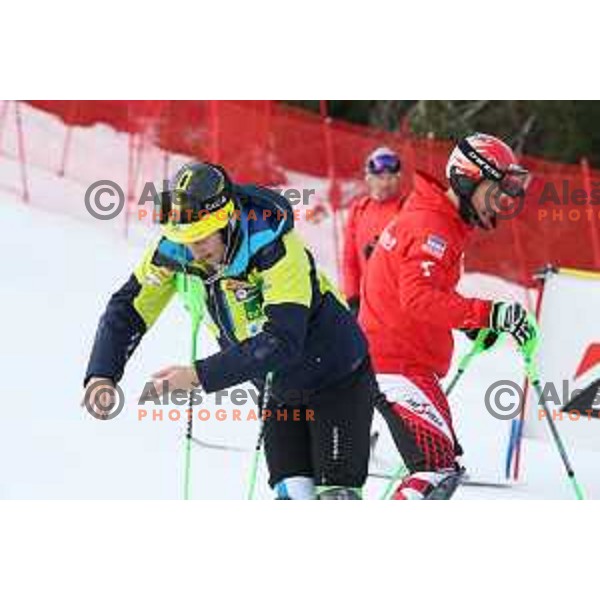 Stefan Hadalin at Course inspection before Audi FIS World Cup Slalom for 58. Vitranc Cup in Kranjska Gora, Slovenia on March 10, 2019