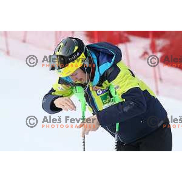 Stefan Hadalin at Course inspection before Audi FIS World Cup Slalom for 58. Vitranc Cup in Kranjska Gora, Slovenia on March 10, 2019