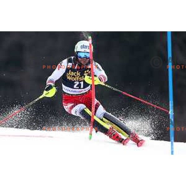 Marc Digruber skiing in the first run of Audi FIS World Cup Slalom for 58. Vitranc Cup in Kranjska Gora, Slovenia on March 10, 2019