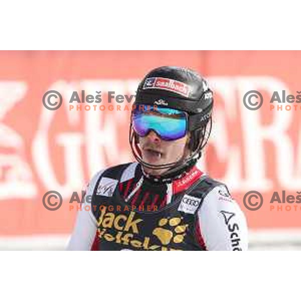Manuel Feller reacts in finsih arena after Audi FIS World Cup Slalom for 58. Vitranc Cup in Kranjska Gora, Slovenia on March 10, 2019