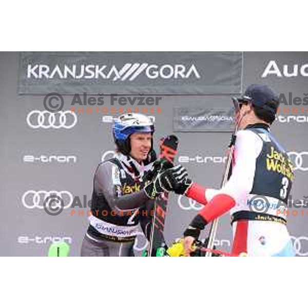 Henrik Kristoffersen in the finsih arena after Audi FIS World Cup Slalom for 58. Vitranc Cup in Kranjska Gora, Slovenia on March 10, 2019