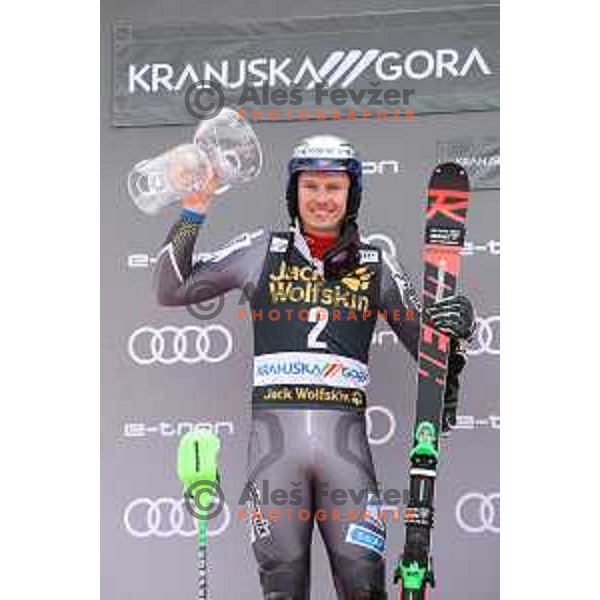 Henrik Kristoffersen in the finsih arena after Audi FIS World Cup Slalom for 58. Vitranc Cup in Kranjska Gora, Slovenia on March 10, 2019