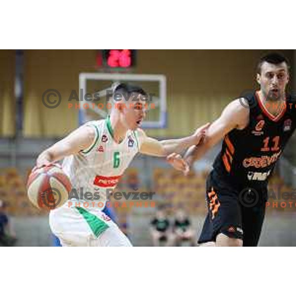 Jan Span of Petrol Olimpija in action during ABA league basketball match between Petrol Olimpija and Cedevita in Tivoli Hall, Ljubljana on March 10, 2019