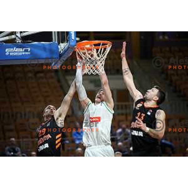Aleksandar Lazic of Petrol Olimpija in action during ABA league basketball match between Petrol Olimpija and Cedevita in Tivoli Hall, Ljubljana on March 10, 2019