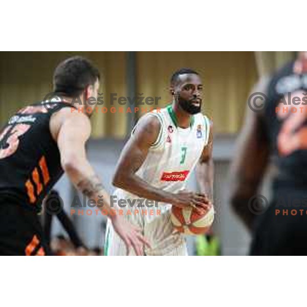Marvin Jones of Petrol Olimpija in action during ABA league basketball match between Petrol Olimpija and Cedevita in Tivoli Hall, Ljubljana on March 10, 2019