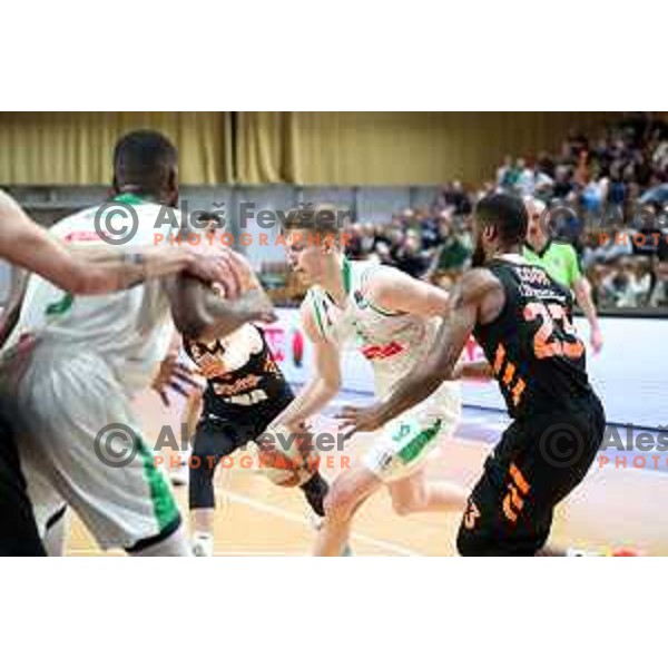 Luka Samanic of Petrol Olimpija in action during ABA league basketball match between Petrol Olimpija and Cedevita in Tivoli Hall, Ljubljana on March 10, 2019