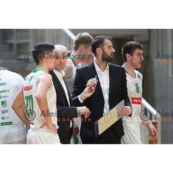 Jure Zdovc, head coach of Petrol Olimpija in action during ABA league basketball match between Petrol Olimpija and Cedevita in Tivoli Hall, Ljubljana on March 10, 2019