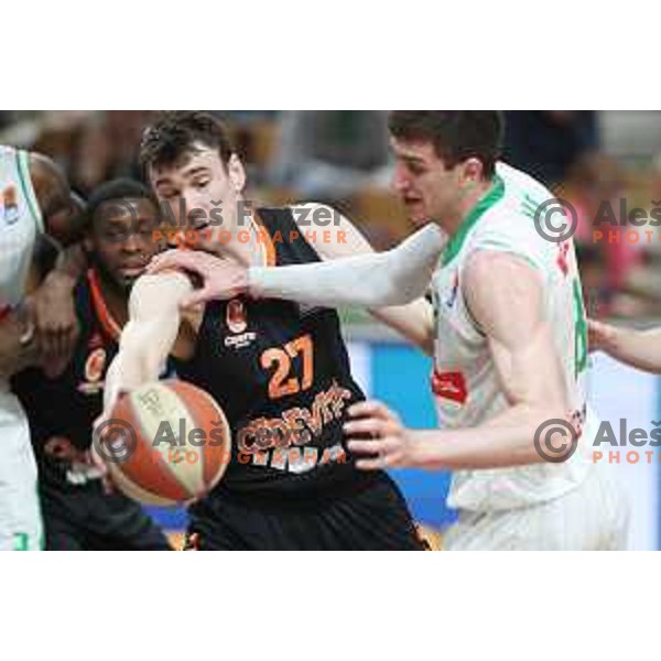 Aleksandar Lazic of Petrol Olimpija in action during ABA league basketball match between Petrol Olimpija and Cedevita in Tivoli Hall, Ljubljana on March 10, 2019